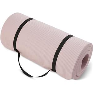 Amazon Basics Tappetino per allenamento, esercizi e yoga con tracolla, spessore extra di 2.5 cm, Rosa