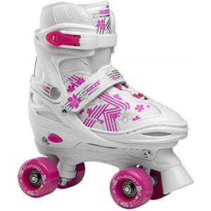 ROCES Quaddy 3.0 Girl - Pattini a Rotelle Quad Bambina Regolabili 4 Misure con Scafo in PE - Scarpa Anatomica con Imbottitura, Chiusura Lacci + Fibbia - Ruote PVC 54×32mm 85A, Cuscinetti ABEC 5
