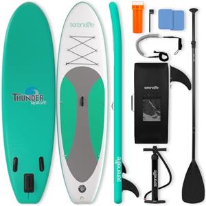 SereneLife SUP Gonfiabile Ultra-Leggera con Tavola SUP Stabile, Stand Up Paddle Board, Pedana Antiscivolo EVA, Accessori Premium Inclusi, per Adulti e Giovani fino a 125 kg