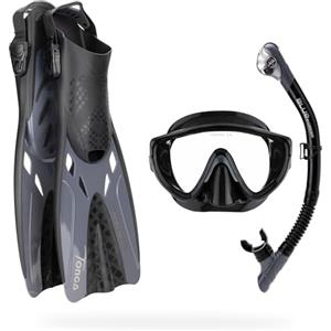 CRESSI Tino Adventure Set - Set Pinne Tonga, Maschera Tino e Snorkel Scilla, per Snorkeling e Immersioni, Adulti