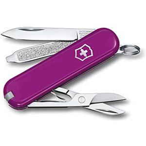 Victorinox, Classic SD, Coltellino Svizzero, Originale, Multiuso, Campeggio, 7 Funzioni, Lama, piccola, Lima per unghie, Magenta