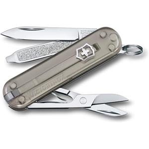 Victorinox, Classic SD, Coltellino Svizzero, Originale, Multiuso, Campeggio, 7 Funzioni, Lama, piccola, Lima per unghie, Grigio Trasparente