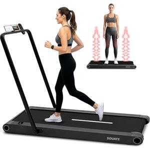 Squatz Tapis Roulant Pieghevole 2-in-1 con Pedana Vibrante, Walking Pad Salvaspazio, Display LED, Supporto Tablet, Telecomando, Motore Silenzioso 750W per Casa e Ufficio