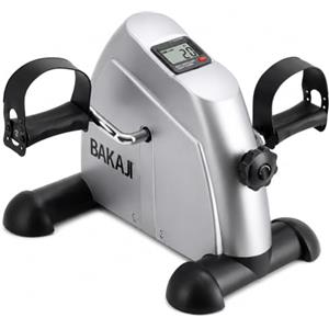 BAKAJI Pedaliera Allenamento Braccia Gambe Cyclette Cycle Bike Ginnastica Passiva Esercizio Fitness Riabilitazione Anziani (Mini Bike Silver)