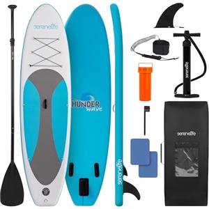 SereneLife SUP Gonfiabile, Tavola SUP, Stand Up Paddle Board con Deck EVA Antiscivolo e Design Largo Stabile, Accessori Premium Inclusi, per Adulti e Giovani