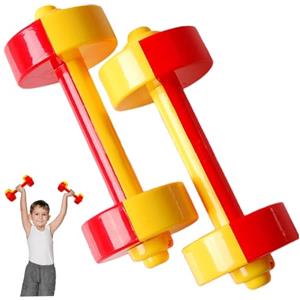 Jorzer Set di manubri per bambini Set di pesi per bambini da 7, 9x3, 2 pollici Bilanciere liscio per in ABS per giochi rossi da palestra domestica.