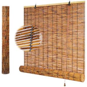 WQXylbrent Tende Veneziane Per Esterni Interni Tapparella Bamboo Da Esterno Cortina Di Bambù Impermeabili Privacy 65 80 90 100 120 130 140 150 160 170 180cm Tenda a Rullo in Bambù Per Giardino Portico Anti-UV