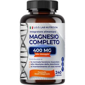 L.E.O LAB Magnesio Completo 400mg 240 Capsule - Magnesio Complex 5 in 1 per la Normale Funzione Muscolare e alla Riduzione della Stanchezza e dell'Affaticamento