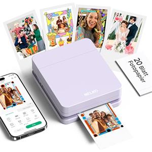 Nelko Stampante fotografica PP01 a colori, portatile, mini stampante fotografica per smartphone con 20 carta fotografica, stampante adesiva a getto d'inchiostro, foto adesive per iOS e Android, Smart