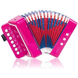 Horse Fisarmonica a Bottoni da 10 tasti Principianti Strumenti Musicali per Bambini Leggeri e Rispettosi Dellambiente(rosa)