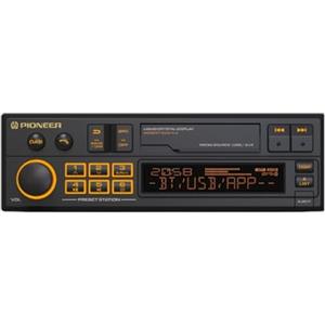 Pioneer SXT-C10PS Autoradio 1-DIN: design retrò con tecnologia moderna, Bluetooth®, DAB+, USB, AUX, illuminazione RGB, equalizzatore a 13 bande, app Pioneer Smart Sync