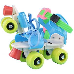 Picysa Pattini a Rotelle per Bambini Scarpe da Pattinaggio a 4 Ruote Regolabili a Doppia per Ragazzi e Ragazze Rosa Blu Giallo 1 Paio (Azzurro cielo)