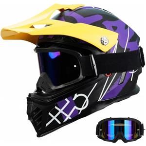 Favoto Casco da Motocross per Bambini (Occhiali Inclusi) - Leggero e Regolabile, Normativa ECE 22.06, Ideale per Cross MX e Enduro, Rosso-Nero S (49-50 cm)