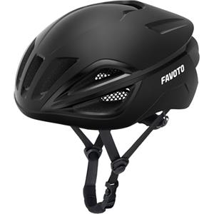 Favoto Casco Bici per Uomo e Donna - Casco da Ciclismo su Strada, Leggero e Regolabile, Design Aerodinamico ed Elegante, Ideale per Pendolarismo Urbano e MTB, Nero L (59-61 cm)
