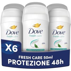 Dove Deodorante Stick, Fresh Care, Deodorante Antitraspirante in Stick, Protezione Fino a 48 Ore, con 1/4 di Crema Idratante, Formula Delicata, Deodorante Uomo e Donna, 6 Pezzi da 50 ml