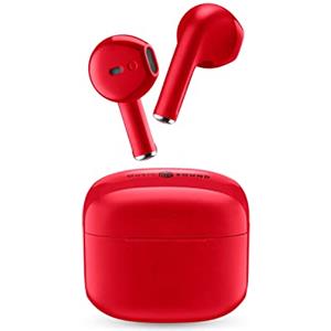 Music Sound SWAG Auricolari Wireless a Capsula, Bluetooth, 12 Ore di Riproduzione, Auto Pairing, Controlli Touch, Case Compatto - Rosso