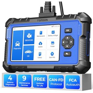 TOPDON Obd2 auto diagnostica ArtiDiag600S, 9 funzioni di servizio (reset dell'olio, BMS, ABS, SAS, EPB, DPF, TPMS...) e 4 diagnosi di sistema, aggiornamenti gratuiti a vita