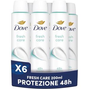 Dove Deodorante Spray, Dove Classic Care Fresh, Deodorante Antitraspirante Spray, Protezione Fino a 48 Ore, con 1/4 di Crema Idratante, Formula Delicata, Deodorante Uomo e Donna, 6 Pezzi da 200 ml