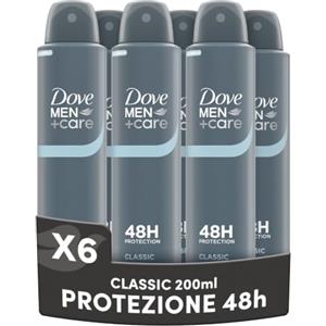 Dove Men Care, Deodorante Uomo Spray, Profumazione Classica, Antitraspirante, Protezione Fino a 48 Ore, Profumazione Agrumata, Formula Delicata sul Microbioma della Pelle, 6 Pezzi da 200 ml