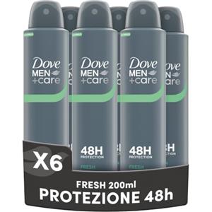 Dove Men+Care Deodorante Spray Fresh, Antitraspirante Uomo, Protezione Fino a 48 Ore, Formula Delicata sul Microbioma della Pelle, Senza Alcol, Profumazione Agrumata, 6x200ml