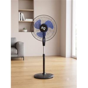 Generico HQ Ventilatore a Piantana 16 (40 cm), Potenza 50W, Altezza Regolabile fino a 1,15 m, 3 Pale Blu ad Alta Efficienza, 3 Velocità e Funzione Oscillante, Base Stabile, Nero - Ideale per Casa e Ufficio