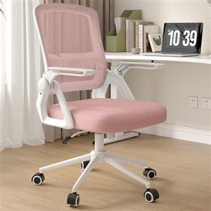 naspaluro Sedia da Ufficio Scrivania Ergonomica, Con Braccioli Pieghevoli, Altezza Regolabile, Seduta e Schienale in Rete Respirante, Girevole con Ruote, Funzione Oscillante Rosa