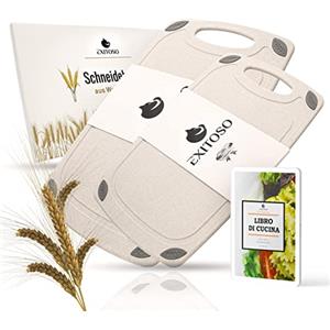 EXITOSO Set 2 Taglieri in legno di frumento ecologico e antibatterico - Taglieri da cucina professionale - Spianatoie tavola taglieri piano asse utensili cucina legno per tavolo