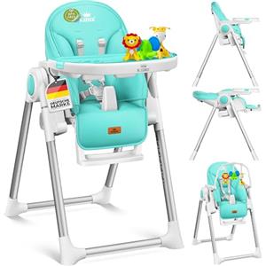 KIDIZ® 3 in 1 Seggiolone Seggiolone per bambini con barra dei giochi, Lettino per bambini, Seggiolone combinato Seggiolone per bambini, Schienale regolabile in 7 diverse altezze, turchese