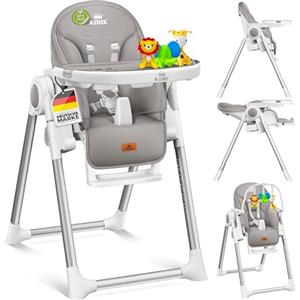 KIDIZ® 3 in 1 Seggiolone Seggiolone per bambini con barra dei giochi, Lettino per bambini, Seggiolone combinato Seggiolone per bambini, Schienale regolabile in 7 diverse altezze, grigio chiaro