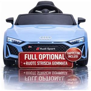 TOYSCAR Macchina Elettrica per Bambini Audi R8 Spyder Full Optional Auto Elettrica per Bambini Telecomandata Sedile in Pelle Porte Apribili Doppio Motore Elettrico da 12V Carico 25 kg Blue