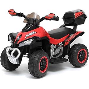 Tecnobike Shop Quad Moto Elettrico Per Bambini Mini Quad Deluxe 6V luci Suoni Batteria Ricaricabile Marcia Avanti e Indietro (Rosso)