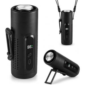 ZONSUSE Ventilatore Portatile, 3-in-1 Ventilatore a Mano con Piastra Rinfrescante, Mini Ventilatore Ricaricabile 5 Velocità con Display LED, Supporto da Tavolo e Luce da Tavolo Viaggio (Nero)
