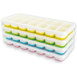 Xcdhemde® 4-Cubetti Ghiaccio Silicone, Stampo Ghiaccio con Coperchio