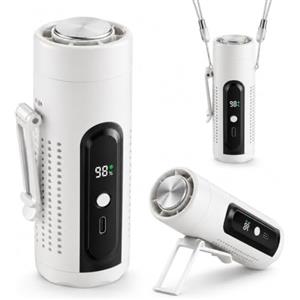 ZONSUSE Ventilatore Portatile, 3-in-1 Ventilatore a Mano con Piastra Rinfrescante, Mini Ventilatore Ricaricabile 5 Velocità con Display LED, Supporto da Tavolo e Luce da Tavolo Viaggio (Bianco)