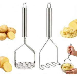 KOQAIIZ 2 Pezzi Schiacciapatate in Acciaio Inox, Schiaccia Patate Professionale per Purè, Verdure e Frutta, Utensile da Cucina Ergonomico e Facile da Pulire