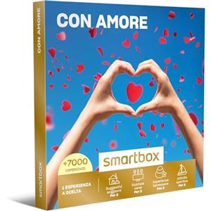 Smartbox - Cofanetto Regalo per Uomo o Donna - con Amore - Idee Regalo Originale - Soggiorni - Cene - Benessere - Sport per 2 Persone