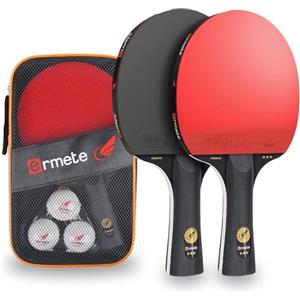 ermete Set da ping pong, 2 racchette da ping pong professionisti, 3 palline da ping pong e borsa per il trasporto, ideale per principianti, famiglie e professionisti
