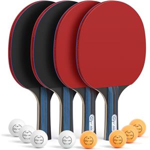 Glymnis Racchette Ping Pong, Ping Pong Set Portatile con 4 Racchette