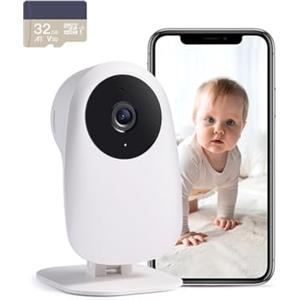 nooie [Esclusiva Amazon] Nooie 2K Baby Monitor con Micro SD Card, Visione Notturna Rilevazione di Movimento e Suono 2.4G WiFi, per Baby Nanny Anziani e Monitoraggio Animali Domestici, Funziona con Alexa