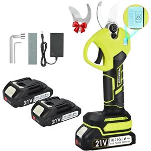 Vothen Forbici Potatura a Batteria 30mm, 2 x 2Ah 21V Forbici Potatura Elettriche Professionali, LCD, e 2 Lame Taglio Progressivo da Cesoie Olivo Vigneto Pruning Tools
