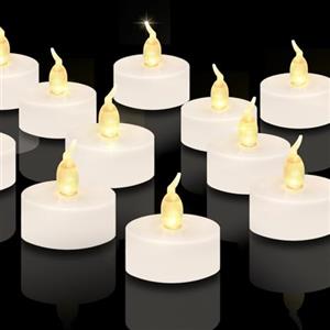 CNMTCCO 24 candeline da tè, candele a batteria senza fiamma LED, candeline da tè luminose e tremolanti, batteria extra lunga con oltre 200 ore di autonomia per Natale