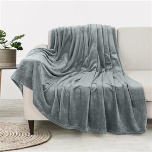 Utopia Bedding Coperta in pile [130x150 cm, Grigio cenere] Coperta calda per letto, divano, sedia e divano - 300 GSM Morbida, accogliente e spessa per tutte le stagioni