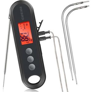 INKBIRD Termometro Cucina Professionale,Termometro Carne Barbecue 2 in 1 Ricaricabile, Display LCD,Alimenti,Forno(IHT-1P+ 2 Sonda Esterna)