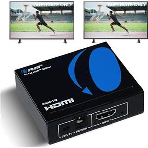OREI UltraHD 4K @ 60Hz 1 X 2 HDMI Splitter 1 ingresso 2 uscite 2 porte 2: 8-bit - HDMI 2.0, HDCP 2.0, 18 Gbps, EDID, Duplicate/Mirror 4K Schermi - UHDS-102
