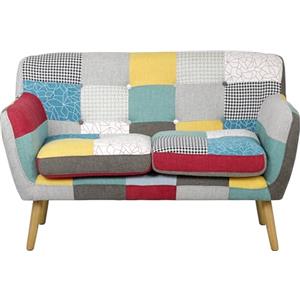 Totò Piccinni Divano in Tessuto Patchwork imbottito con Braccioli (Patchwork piedi Naturali, 2 Posti)