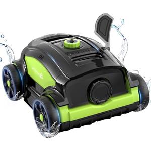 WINNY POOL CLEANER Winny 300II Robot Piscina Fuori Terra,Aspiratore Piscina Senza Fili,120 Min,LED,Filtro 180μm,Parcheggio Automatico,Aspirapolvere Piscina per Piscine Fino A 100m²-Nero Verde