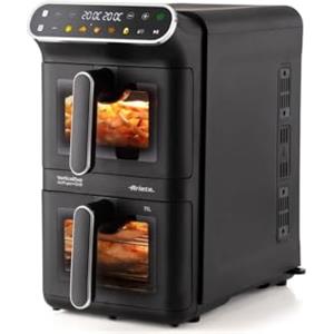 Ariete 4640/00 Air Fryer Vertical DUO, Friggitrice ad aria doppia verticale, 2460W, 11L, Due cestelli, Sync e Dual, 6 programmi, Funzione Grill, Fino a 200°C