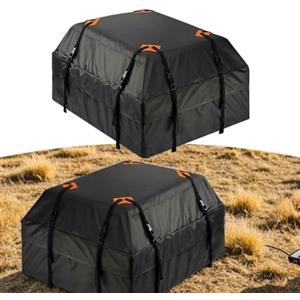 Hoppipola 425L Box portapacchi per tetto auto, impermeabile, per portateghi morbidi, 112 x 87 x 44 cm, borsa da viaggio pieghevole in Oxford per SUV, berline, viaggi, campeggio, colore nero,