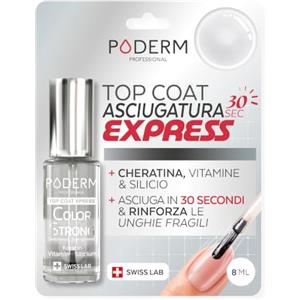 PODERM Professional PODERM Top Coat Smalto Rinforzante Unghie - Asciugatura Express 30 Sec | Swiss Lab - 8 ML | Rinforza & Rigenera le Unghie Fragili e Deboli | Cheratina, Biotina & Silicio | Creato da una Podologa