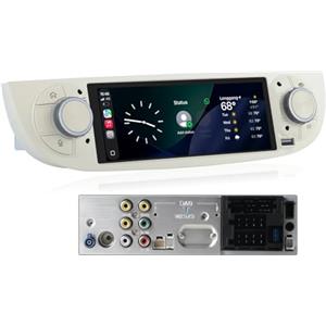LXKLSZ Autoradio Linux per Fiat 500 2007-2015 con CarPlay Wireless e Android Auto, avvio in 2 secondi, comandi fisici tramite manopola, audio di livello OEM, Porta ISO Plug & Play, Bianco